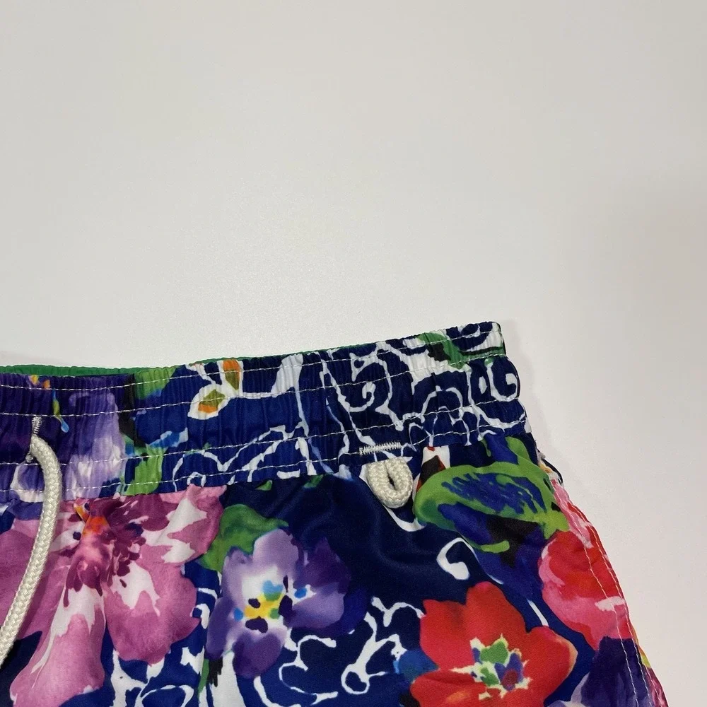 Polo Ralph Lauren‎ Mens Swim Trunks Shorts Blue Floral Print Drawstring Size XL